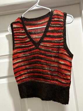 Vintage Striped Knit Sweater Vest